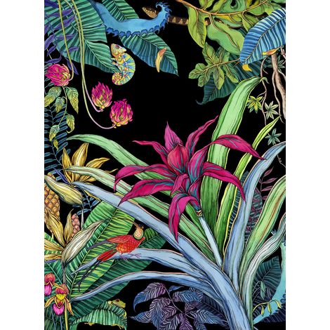 Papier peint panoramique - Fleurs Oiseaux - 130 cm x 178 cm (1/2)