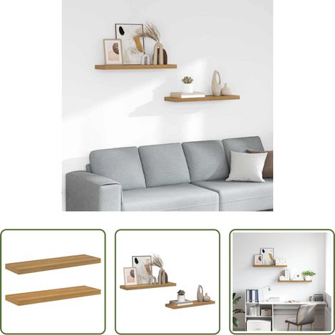 Holzwerkstoff -  Wandregal 2 pcs Braun 80 x 23,5 x 4 cm Holzwerkstoff (1/5)