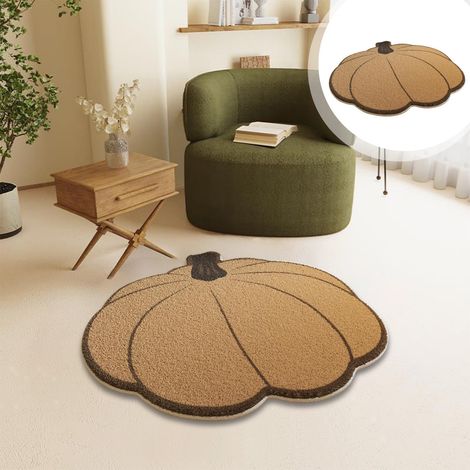Tapis Pomme De Terre - 60 x 60 cm - Dos En Caoutchouc Anti-dérapant - Pour Salle De Bain Chambre Salon Bureau - Polyester - Khaki - 1 Pièce (1/5)
