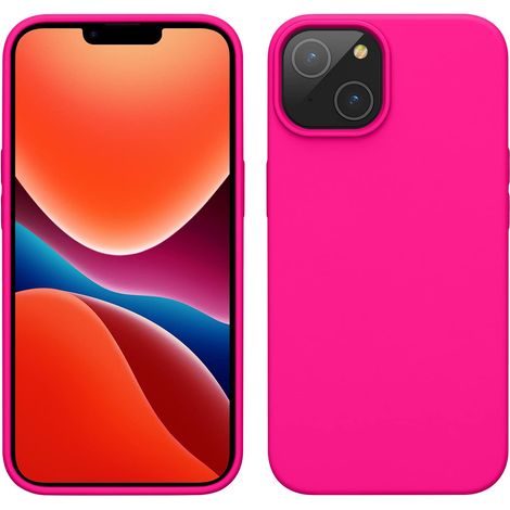 Housse Compatible avec Apple iPhone 14 Coque - Coque de téléphone Fine avec Finition Douce - Rose Fluo (1/5)