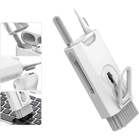 Kit de nettoyage électronique 8 en 1 - Nettoyant clavier, kit de nettoyage pour ordinateur portable, kit de nettoyage pour téléphone (blanc) (1/5)