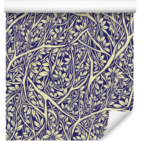 Papel pintado con hojas ornamentales para salón y dormitorio, 50x1000 cm. (1/5)