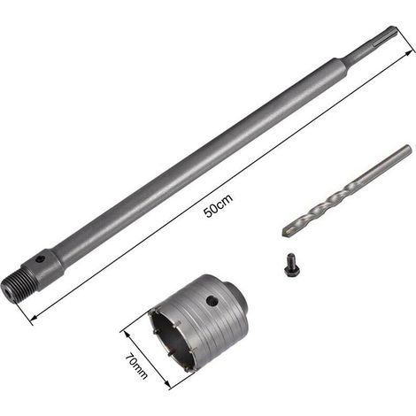 Fresa A Tazza 70 Mm Asta Prolunga 50 . Cm Per Trapano Attacco Sds Plus