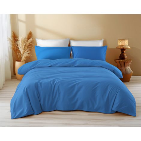 Copritrapunta in Cotone Tinta Unita Bluette Tempo di Dormire - Morbido, Traspirante, Chiusura Clic-Clac - Made in Italy Cm. 170x270