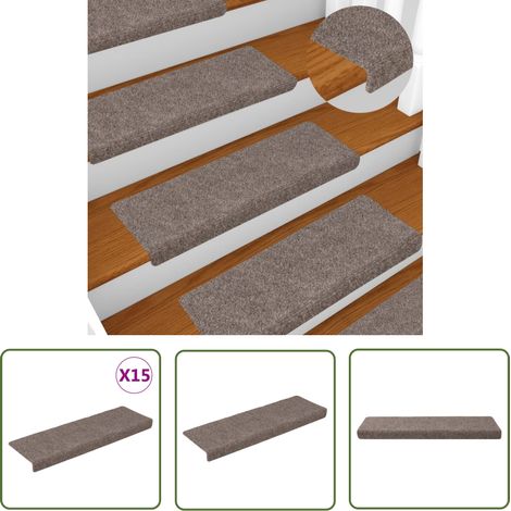 The Living Store Treppenmatten 15 Stk. Nadelvlies 65x21x4 cm Creme - Treppenmatten - Treppensicherheitsmatten - Trittschutz - Nadelvlies - Cremefarbene Treppenläufer (1/5)
