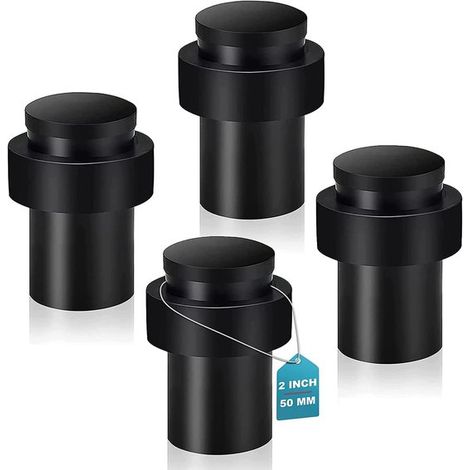 Lot de 4 butoirs de porte noirs – 5x3,5x3,5 cm – Caoutchouc robuste – Fixation par vis – Intérieur/extérieur (1/5)