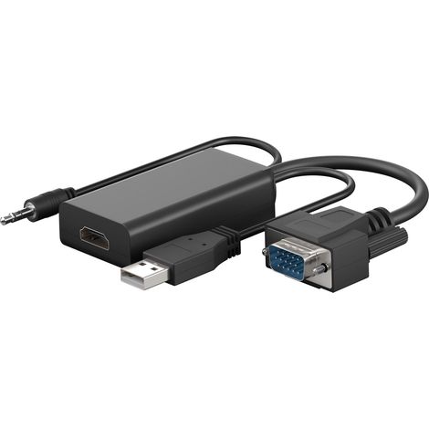 Convertitore da VGA a HDMI™ con jack audio da 3,5 mm, Spina VGA (15-pin) + Spina 3,5 mm (3-pin, stereo)  Presa HDMI™ (tipo A).