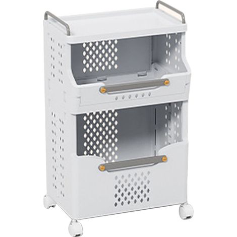 Panier à linge pliable grande capacité, tour de rangement en plastique pour vêtements sales, 2 étages, pour salle de bain et maison (1/5)