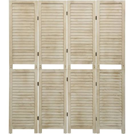 Cloison de séparation 4 panneaux 140x165 cm Bois de Paulownia