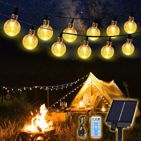 15M Guirlande Lumineuses Solaires Exterieur, 60 LED Guirlande Lumineuse Solaire Étanche, 8 Modes 3 Niveau de Luminosité Guirlande Solaire Exterieur pour Jardin, Terrasse, Fêtes (Blanc Chaud) (1/5)