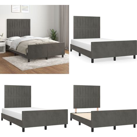 Giroletto senza Materasso Grigio Scuro 120x200 cm Velluto - Letto con testiera - Testiera per letto