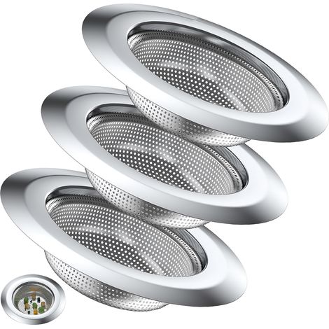 Filtre Évier Inox - 70 mm - Pour Cuisine Salle De Bain Douche - Anti-Obstruction Cheveux Résidus Alimentaires - Lot De 3 (1/5)