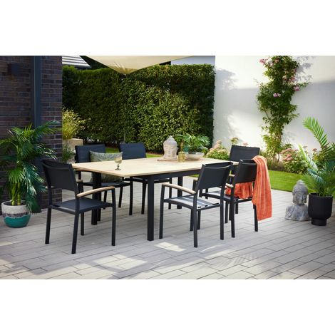 Primaster Garten-Essgruppe Atrani 6 Personen mit ausziehbarem Tisch Essplatz Set (1/3)