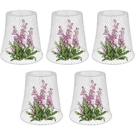 Tuteur pour végétaux, Cloche de protection pour plantes en métal - Lot de 5, Blanc (1/5)