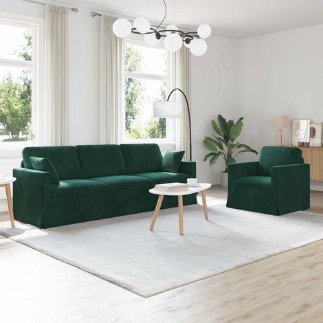 Sofa Set 2 pcs Dunkelgrün 228 x 78 x 80 cm Samt