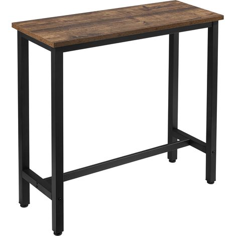 WOLTU Mesa de Bar de Bistro de Comedor Alta con Estructura de Metal MDF 100x40x100cm (WxDxH) Madera Vintage