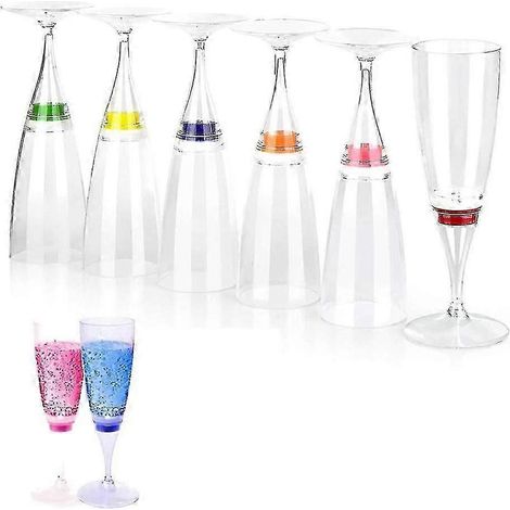 Lot de 6 flûtes à champagne à LED, verres à vin et à eau clignotants activés par liquide (1/4)