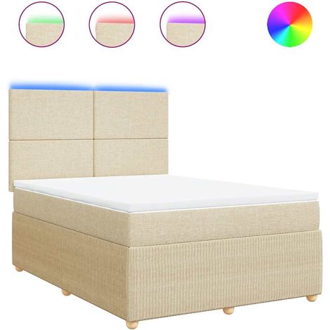Maison Exclusive - Sommier à lattes de lit avec matelas Crème 160x200 cm Tissu (1/5)