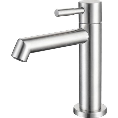 Rubinetto per lavabo solo acqua fredda, miscelatore per lavabo con doccetta ad acqua fredda, piccolo rubinetto spazzolato per WC degli ospiti, cartuccia in ceramica, aeratore rimovibile (1/5)