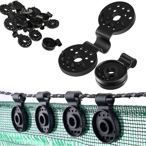 Clips especiales con ojal para malla de sombra, Juego de 50 unidades, Negro, Clips de montaje para malla de sombra, toldo, red antipájaros (1/5)