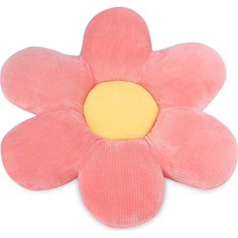 Cuscino da pavimento morbido, a forma di fiore, 40 cm, stile tatami, decorativo, per sedia, decorazione per la stanza, rosa/giallo (1/5)