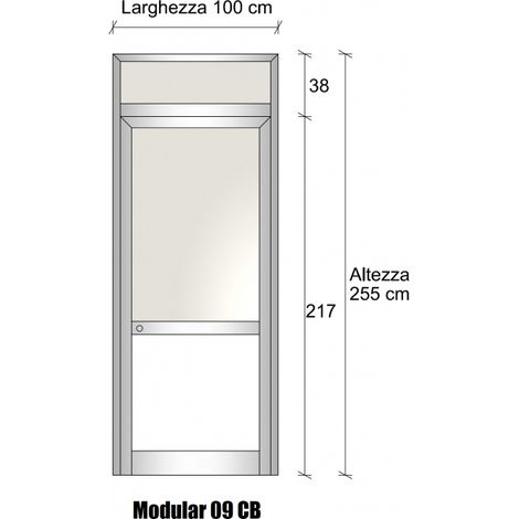Modulo Continuativo Parete Divisoria in Alluminio Vetro Luce Opale e Bachelite con Porta - H2550xL1000 mm - Colore Avorio RAL 1013 ITALFROM (1/4)