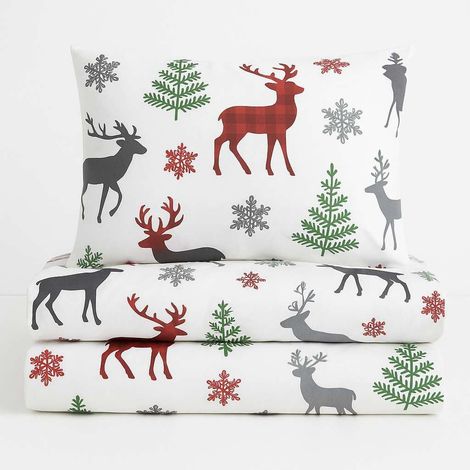 Funda nórdica, funda nórdica, ropa de cama Set Blanco Rojo Verde Gris (1/3)