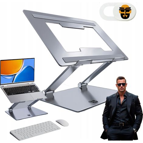 Laptopständer, verstellbarer Knietisch aus Aluminium + Gratis