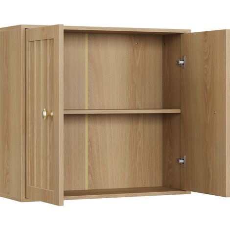 Hängender Badezimmerschrank mit 2 Türen aus MDF in Eichenoptik 61,5 x 20 x 56 cm MODENUIT (1/5)