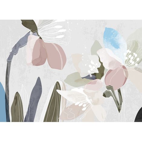 Papier peint Motifs Floraux en Aquarelle - 375 x 270 cm (1/3)