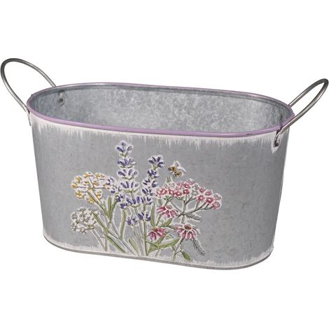 Cache pot ou bac a fleurs en zinc 22x12x15cm