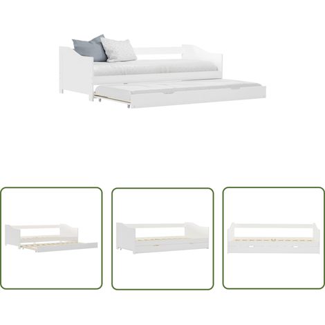 The Living Store Ausziehsofa Bettgestell Weiß Kiefernholz 90×200 cm - Ausziehsofa - Doppelbett Gestell - Bettgestell - Kinderzimmer - Jugendzimmer (1/5)
