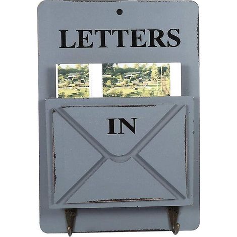 Holzbriefkasten mit Schlüsselhaken, Retro-Wandschlüsselhalter, Briefablage, Wanddekoration