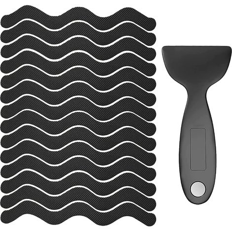BEBUSINGOTO Pegatinas antideslizantes para bañera - Paquete de 36 pegatinas de seguridad con raspador premium para bañera, ducha, escaleras y barco (negro) (1/5)