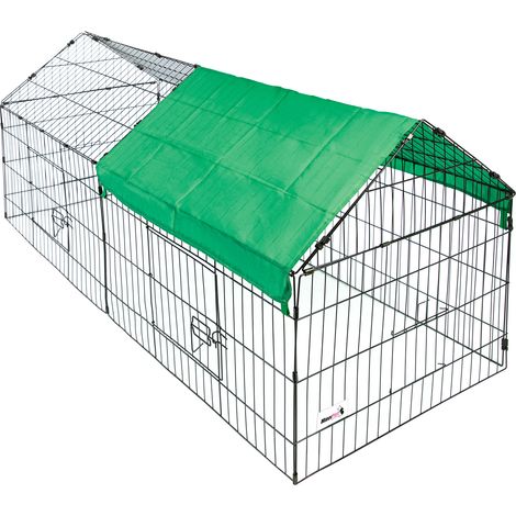 MaxxPet Gabbia per Conigli - Recinto per Conigli e Porcellini d'India - Gabbia per Interno o Esterno - Parco Portaconiglio con Tetto Rimovibile e Copertura Protezione UV - 180x50x75 cm - Colore Verde (1/6)