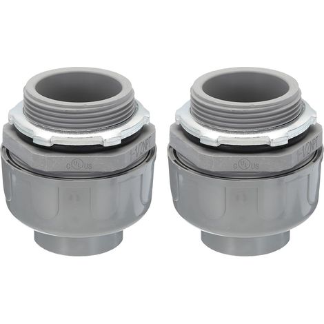 Lot de 2 connecteurs étanches aux liquides 1-1/2NPT - Connecteur de conduit étanche aux liquides non métallique en PVC certifié UL - Raccord de conduit électrique (droit, 180D) (1/5)