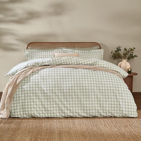 Ensemble De Couette 100% Coton Réversible Taies D’Oreiller Oxford Doux Et Respirant Literie Eucalyptus King UK Standard 230x220cm (1/3)