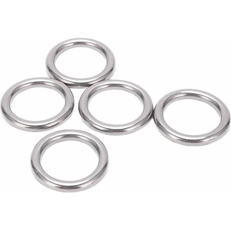 5 anneaux en acier inoxydable 304 sans soudure pour hamac, yoga et équipement nautique, 6x30mm, lot de 5