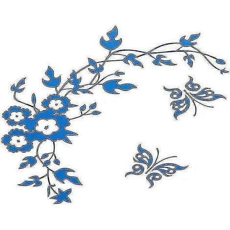 Lot de 5 autocollants papillon et fleurs pour siège de toilette, à décorer avec du papier imperméable et amovible, idéal pour le mur ou le réfrigérateur. (1/5)