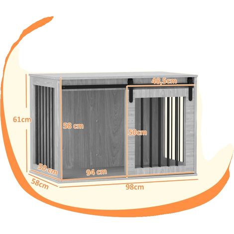 Jaula para perros, 98 cm x 58 cm x 61 cm, para perros de hasta 30 kg, puerta corredera con cerradura, ventilación en tres lados, construcción duradera de madera y acero. (1/5)