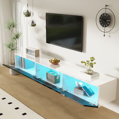 TV Möbel Schrank 180 cm LED modern Schwarz Weiß HAVRYA (1/5)