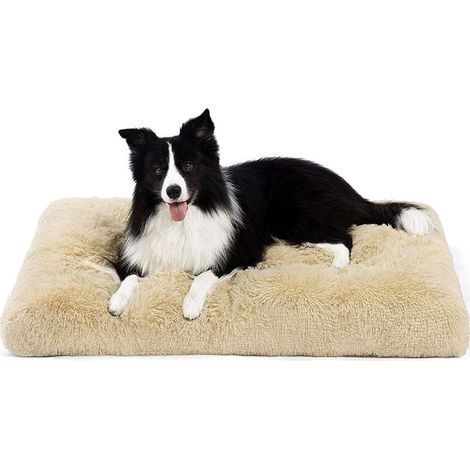 Lit chien grand matelas lavable peluche fond antidérapant anti-anxiété (1/4)