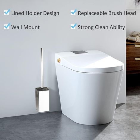Porte-Brosse WC carré en Acier Inoxydable 304 (chromé) (1/4)