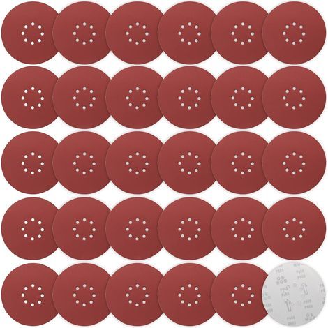 Disque Poncage 225 mm, 30 Pièces Disque Abrasif 225mm 8 trous Grain P600 Disques de ponçage 225mm Papier Abrasif Disques abrasifs auto-agrippants pour ponceuses à long cou, Ponceuses à plâtre (1/5)