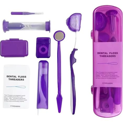 Kit per la cura orale ortodontica, design portatile, strumenti dentali completi, VIOLA (1/2)