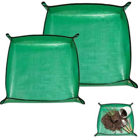 Tapis De Rempotage - Lot De 2 - PE Et PVC - Imperméable Avec Rebord - Jardinage Et Succulentes - 100x100cm Et 68x68cm