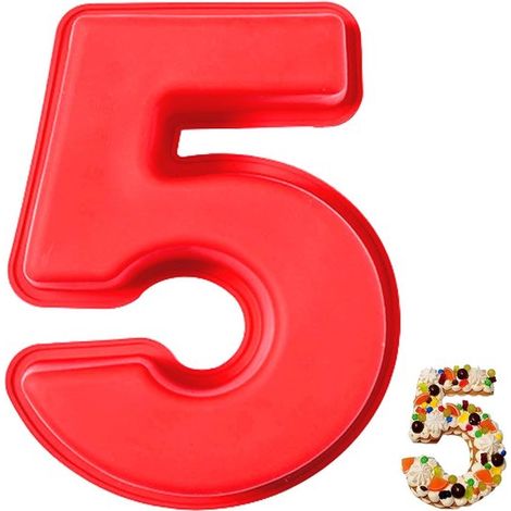 Kuchenform Nr 6 Große Silikon-Kuchenform DIY-Geburtstagsbackform Antihaft-Kuchenform Backzubehör für Jubiläen Geeignet für Festtagstorten Rot (1/5)