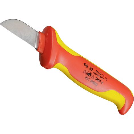 KNIPEX 98 52 Coltello per elettricisti impugnatura isolante, in materiale bicomponente, collaudato VDE 190 mm