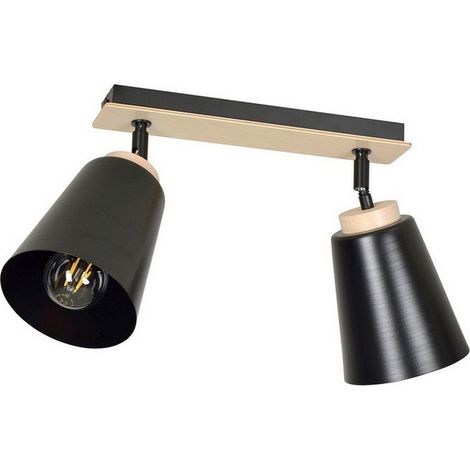 Lampada a Soffitto Atlas, Acciaio verniciato a polvere, Compensato, Nero, 55x30x15 cm (1/5)