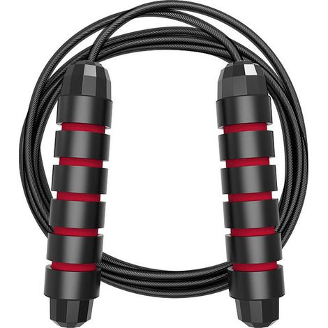 Corde à Sauter Réglable - Câble en Fil Acier Gainé PVC - Roulement à Billes - Pour Entraînement Fitness et Cardio - 2 Pièces (1/5)